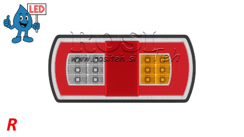 LED BAKLYS KOMBINERT 12/24V HØYRE