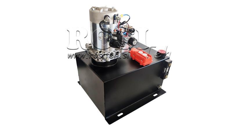 MINI HYDRAULICKÝ AGREGÁT 12V DC - 1.6kW = 2.1cc - 25 lit - dvojitá smerová zostava (kov)