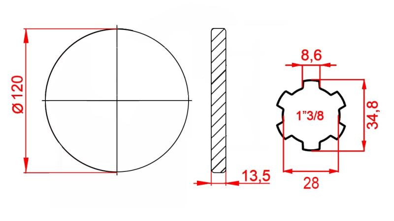 KARDÁN ADAPTER KARIMÁVAL 1-3/8 (125 mm)