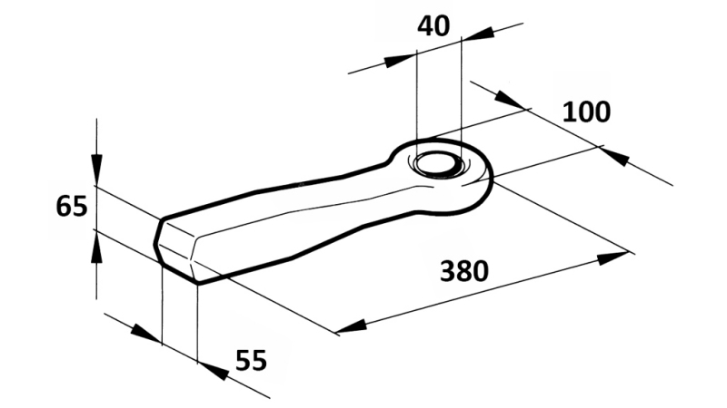 GANCIO DI TRAINO FISSO FI40 55x65 L380 - 10000KG/1500KG