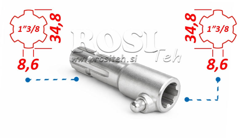 P.T.O. ADAPTERIS SU PINU nuo 1”3/8 iki 1”3/8