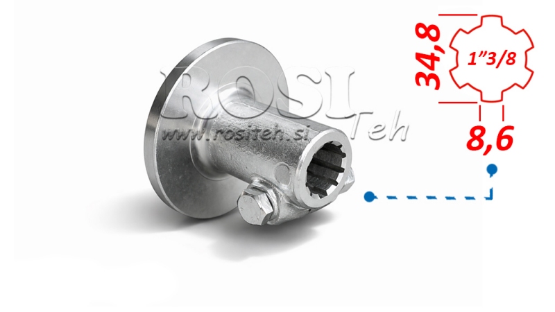 HRIADEĽ DRÁŽKOVANÁ 1”3/8 - PRÍRUBA 120mm S KOLÍKOM