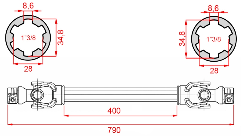 ECO KARDANAKSEL 790mm 35-60HP STANDARD