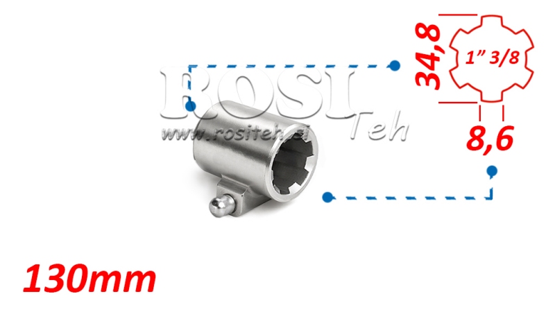 ADAPTADOR CARDÁN CON PASADOR 1-3/8 (130 mm)