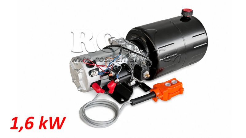 MINI HYDRAULISK POWER-PACK 12V DC - 1.6kW = 2.1cc - 8 liter - enfase enhet (metall)