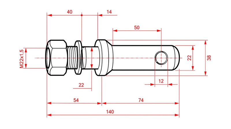 MONTAGEKEIL fi22mm MIT GEWINDE M22x1,5