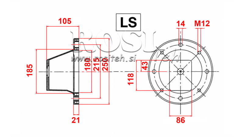 HYDRAULISK FLANGE - BELL LS252 (EM2,2-4 KW/GR2)