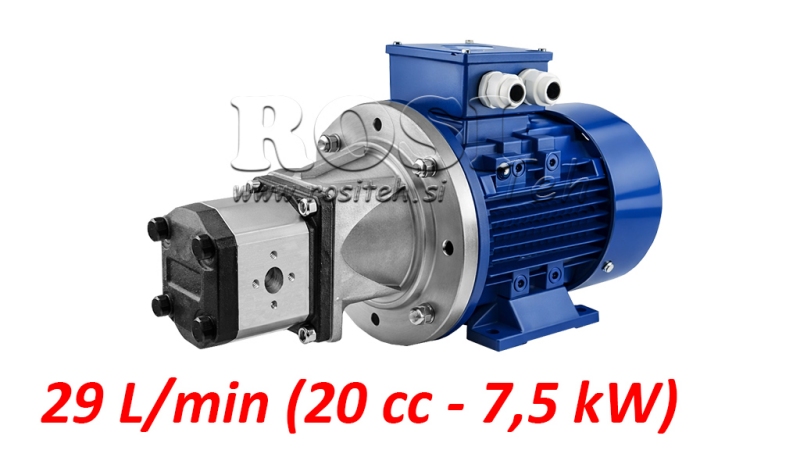 HIDRAULIČNI SKLOP PUMPE GR.2 20 ccm + ELEKTRO MOTOR 3faz - 7,5 KW (pretok = 29 lit/min)