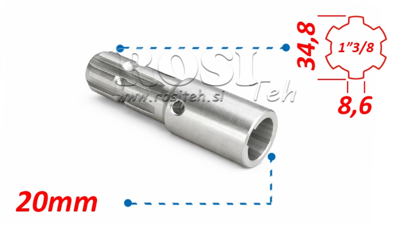P.T.O. ADAPTER 1”3/8 - HOLE dia 20mm