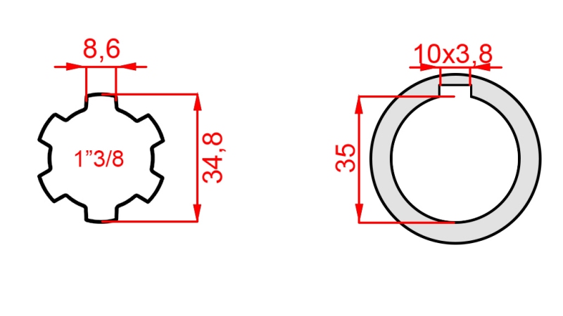 P.T.O. ADAPTERIS 1”3/8 - HOLE dia35mm