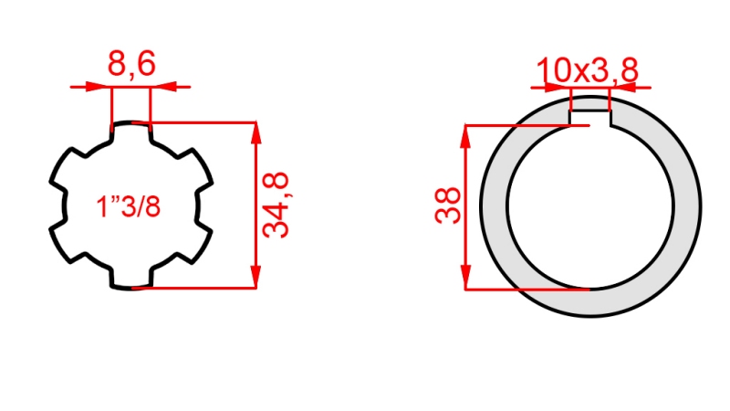 KARDANADAPTER 1-3/8 - HAL fi 38 mm (160 mm)
