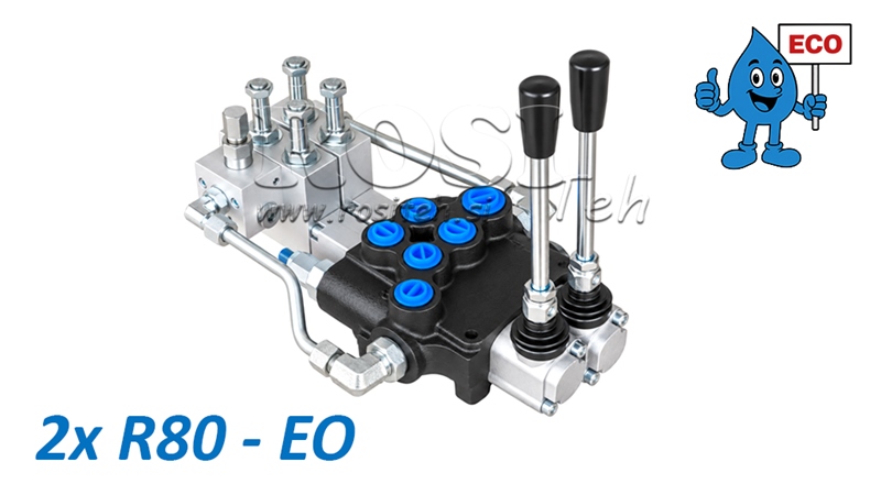HYDRAULISK ELEKTRO-MANUELL VENTIL (UTEN SPOLER) – 2-SEKSJONS RETNINGSVENTIL 2xR80-EO ECO