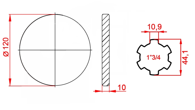 P.T.O. ADAPTER MED FLANGE 1 3/4 L120