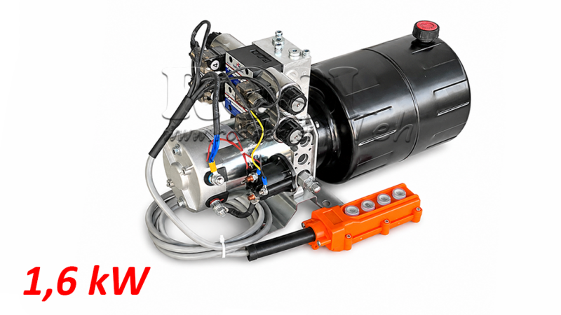 MINI HYDRAULIKAGGREGAT 12V DC - 1,6kW = 2,1cc - 8 lit - 2x Doppelwirkende Funktion (Metallgehäuse)