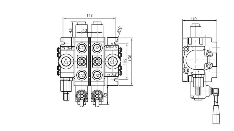 HYDRAULISK VENTIL 2xPC70