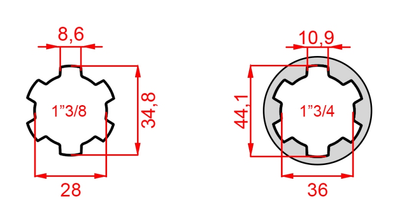 KARDÁN ADAPTER 1-3/4-RŐL 1-3/8-RA (165 mm)