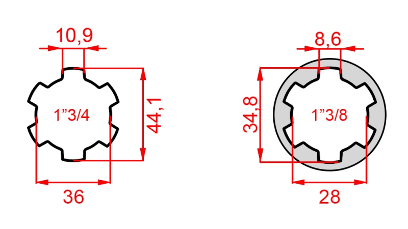 KARDÁN ADAPTER 1-3/8-RŐL 1-3/4-RE (150 mm)
