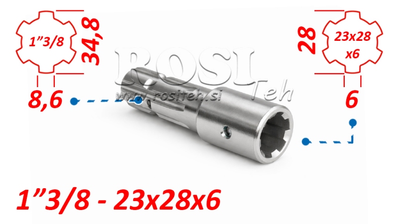 P.T.O. ADAPTER 1''3/8 -23 uni 221