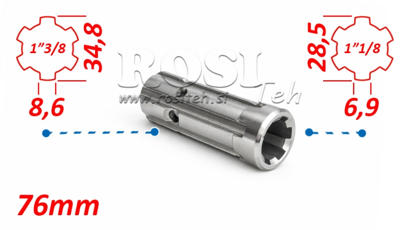 P.T.O. ADAPTERIS ADAPTERIS iš 1''1/8 į 1''3/8 L-76mm