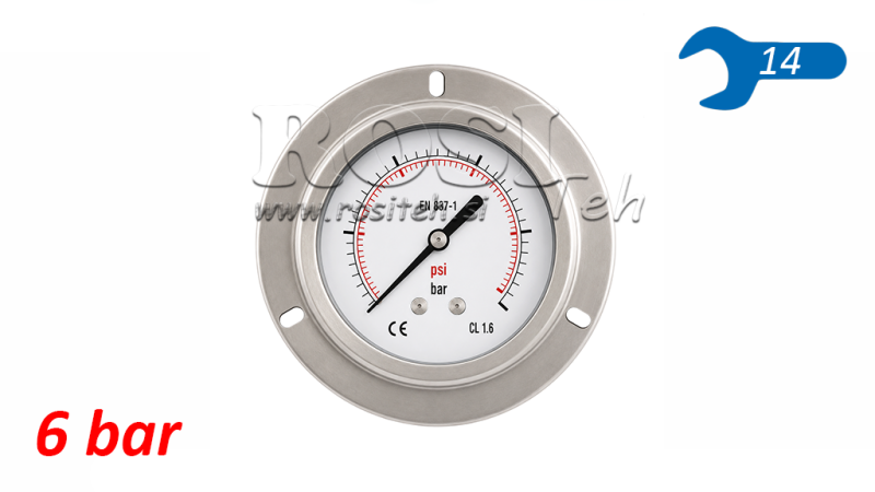 MANOMETER DN63 BAK 0 - 6 BAR - 1/4
