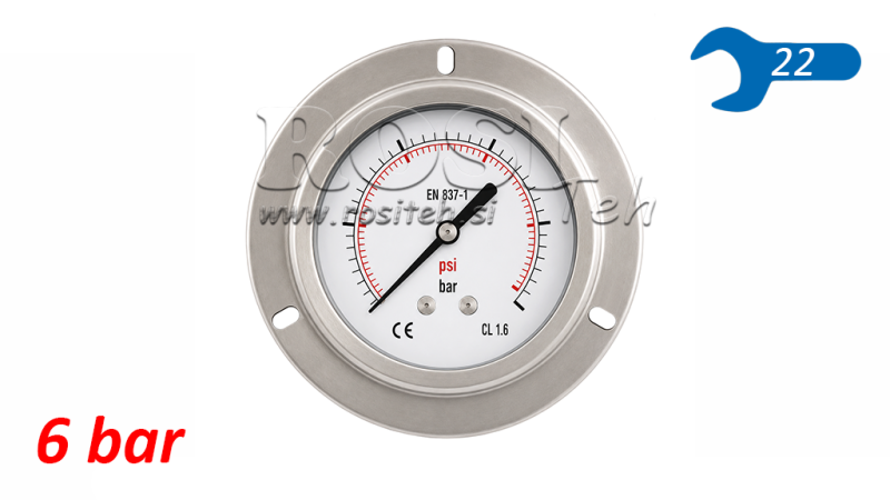 MANOMETER DN100 BAK 0 - 6 BAR - 1/2