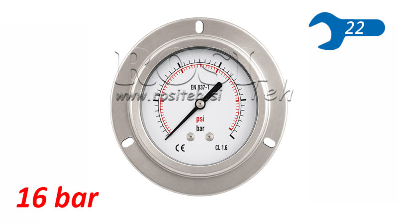 MANOMETER DN100 BAK 0 - 16 BAR - 1/2