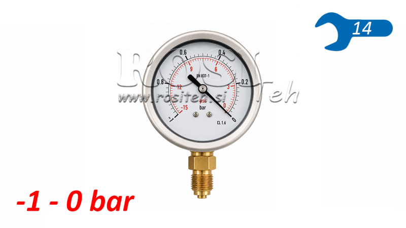 VAKUUMMETER DN63 VERTIKAL -1 - 0 BAR - 1/4