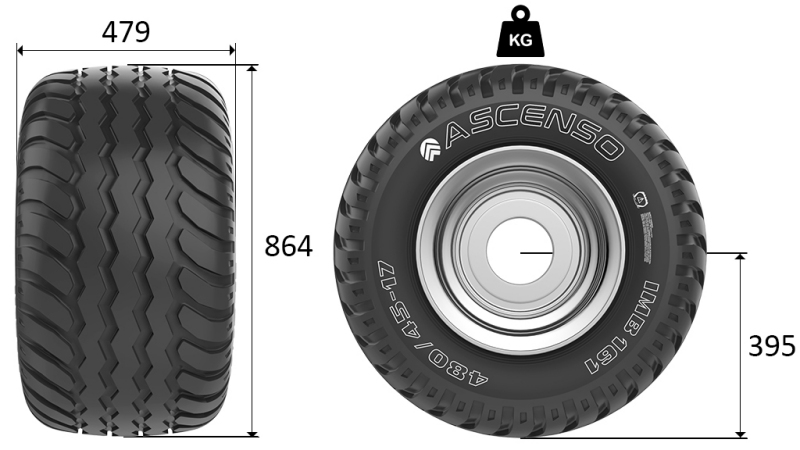 19.0/45-17 PNEUMATIKK AW708 14PL MED FELG 16,00X17