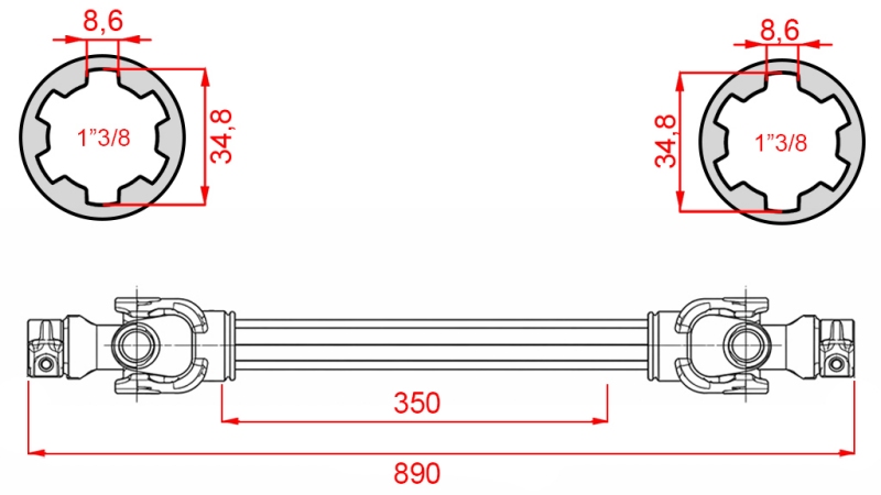 ECO KARDANAXEL 890mm 30-75HP STANDARD
