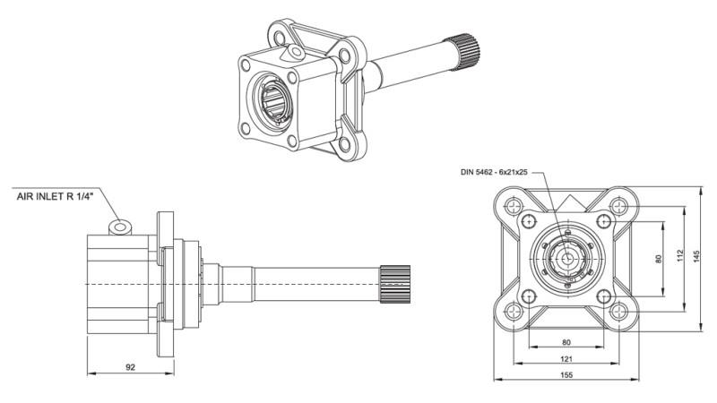 Rozmery VÝSTUPU PRE HYDRAULICKÉ ČERPADLO - VOLVO SR-1700-1