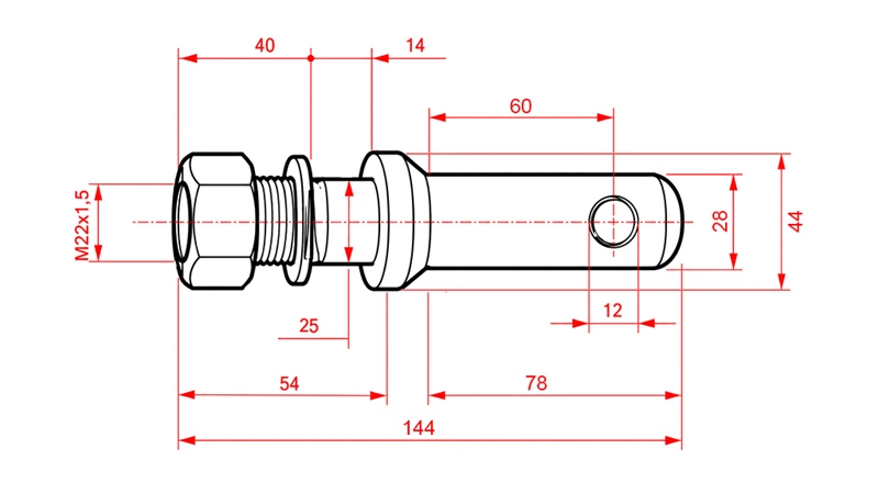 MONTAGEKEIL fi28mm MIT GEWINDE M22x1,5