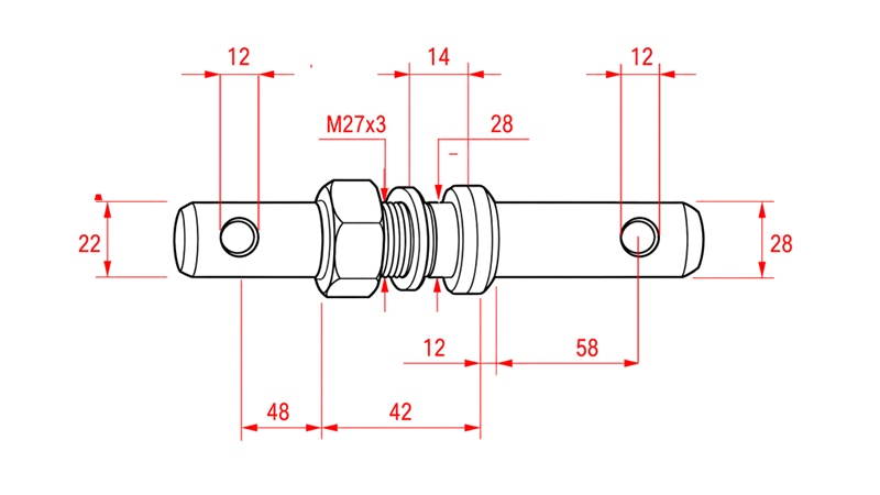 MONTAGEKEIL fi22/28mm MIT GEWINDE M27x3