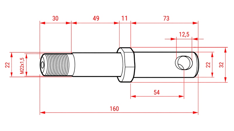MONTAGEKEIL fi22mm MIT VERLÄNGENTER GEWINDE M22x1,5