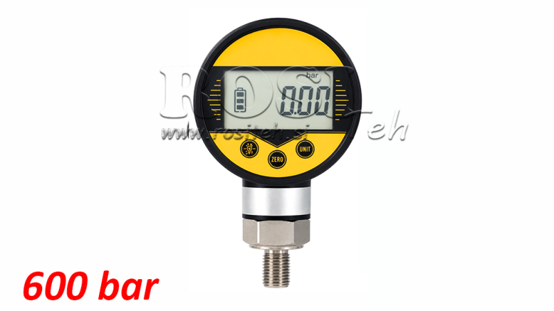 DIGITALT MANOMETER DN63 VERTIKAL 0 - 600 BAR - 1/4
