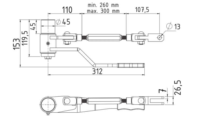 TRAILER SIDE PANEL CLOSING HANDLE - BAG