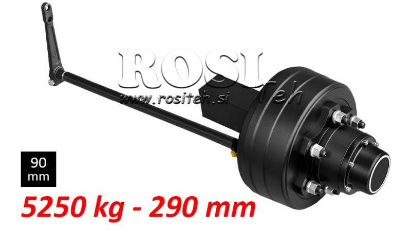 HALVAKSEL MED BREMSER - 5250 kg (6 SKRUER) - 290 mm