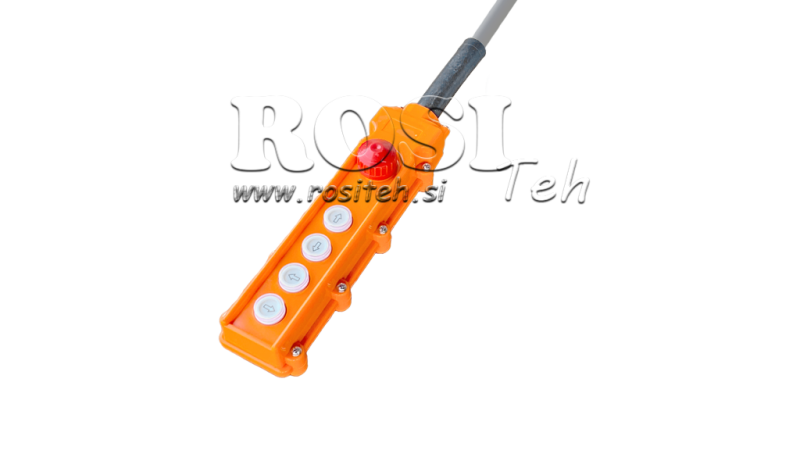 INTERRUPTOR REMOTO JUEGO 4 BOTONES + PARADA DE EMERGENCIA EN CAJA CON CABLE