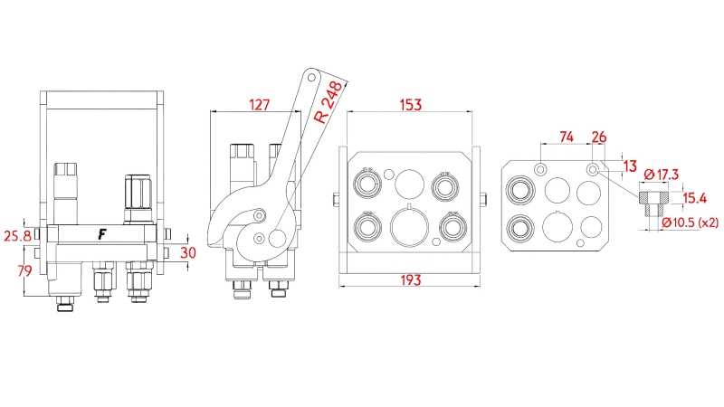 MULTI-FASTER KOBLING 3PLV 5VEIS BSP 3×3/8 2×9/16 MOBIL DEL