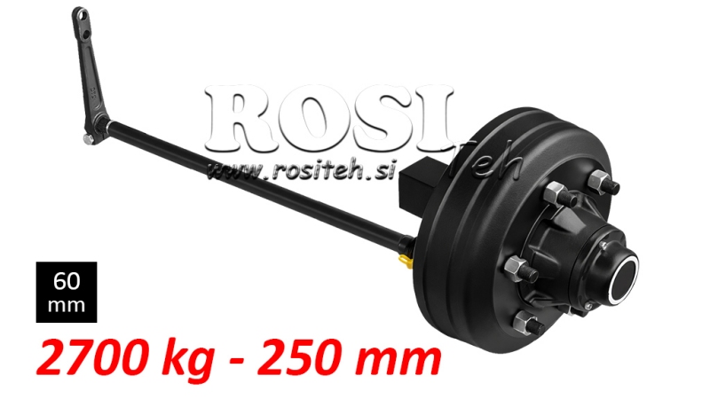 HALVAKSEL MED BREMSER - 2700 kg (6 SKRUE) - 250 mm