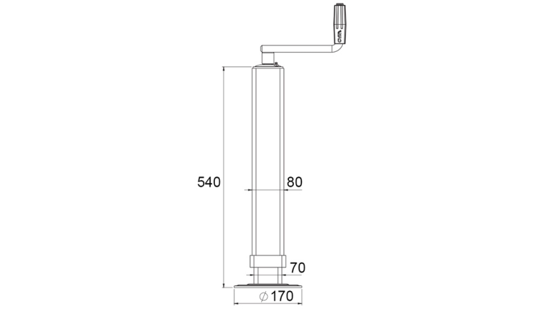 GJENGET STØTTEBEN (HØYDE 540 mm - SLAG 380 mm) - 1.200 kg