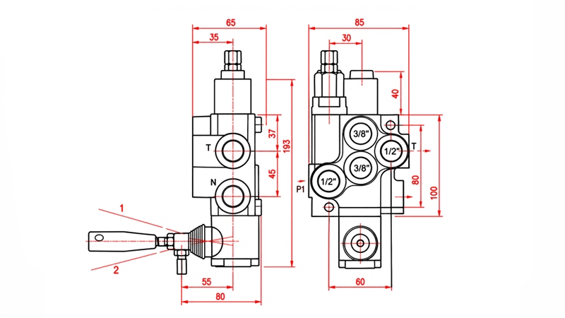 HYDRAULISK MANUELL VENTIL – 1-SEKSJONS RETNINGSVENTIL 1xR40 ECO