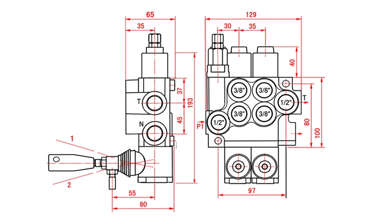 HYDRAULISK MANUELL VENTIL – 2-SEKSJONS RETNINGSVENTIL 2xR40 ECO