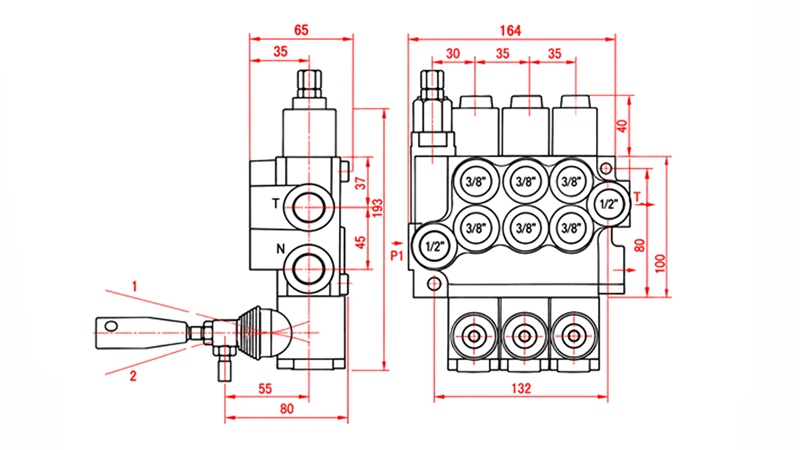 HYDRAULISK MANUELL VENTIL – 3-SEKSJONS RETNINGSVENTIL 3xR40 ECO