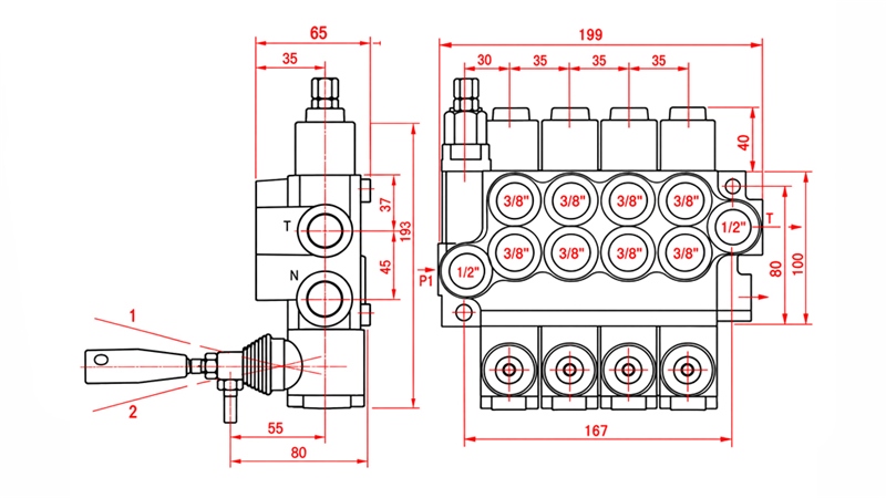 HYDRAULISK MANUELL VENTIL – 6-SEKSJONS RETNINGSVENTIL 6xR40 ECO