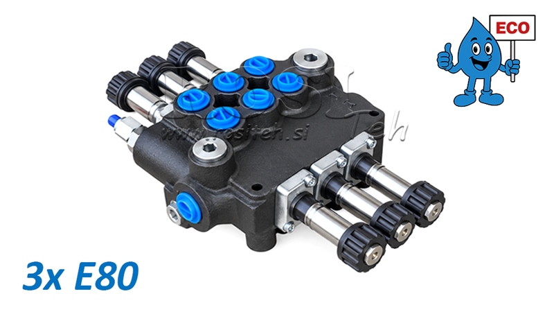 HYDRAULISK MAGNETVENTIL (UTEN SPOLER) – 3-SEKSJONS RETNINGSVENTIL 3xE80 ECO