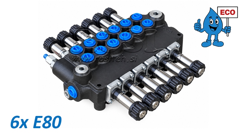HYDRAULISK MAGNETVENTIL (UTEN SPOLER) – 6-SEKSJONS RETNINGSVENTIL 6xE80 ECO