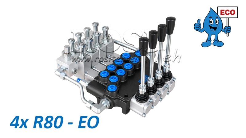 HYDRAULISK ELEKTRO-MANUELL VENTIL (UTEN SPOLER) – 4-SEKSJONS RETNINGSVENTIL 4xR80-EO ECO