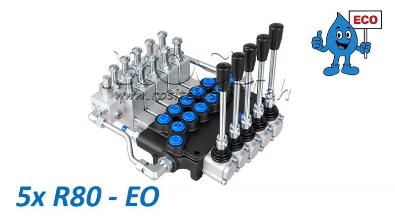 HYDRAULISK ELEKTRO-MANUELL VENTIL (UTEN SPOLER) – 5-SEKSJONS RETNINGSVENTIL 5xR80-EO ECO