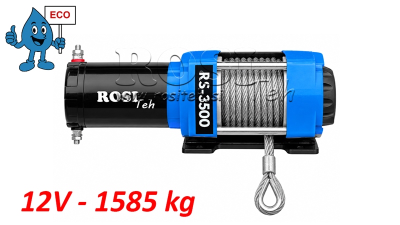 12 V ELEKTRISK VINSJ RS-3500 - 1585 KG - STÅLWIRE - ECO