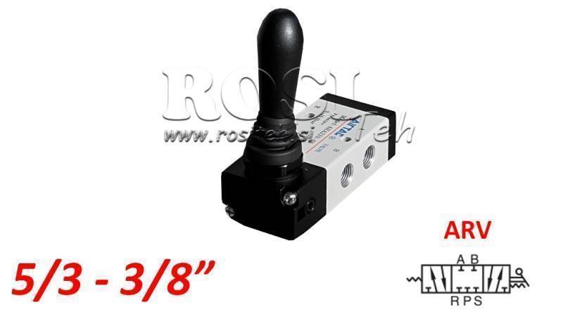 VALVOLA MANUALE PNEUMATICA 5/3 3/8 PRT-0852-ARV RITORNO CON MOLLA